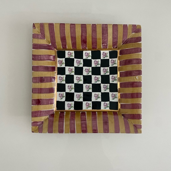 MacKenzie Childs 12x12 Square Toquay “Frank & Mustard” Plate